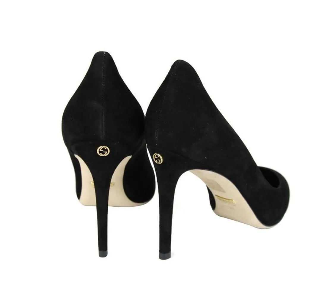Gucci Heels Black Suede Interlocking - Gucci Shoes Women