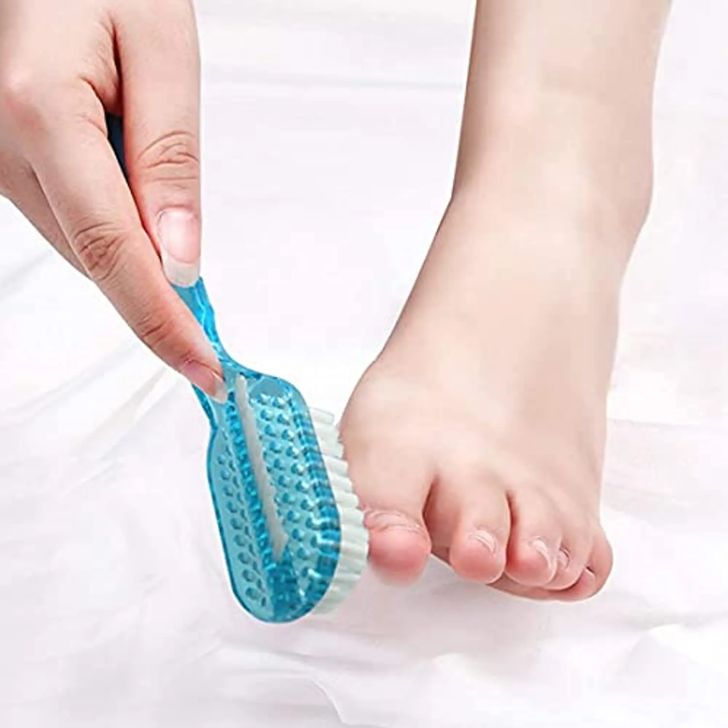 Handle Grip Nail Brush Foot Brush Two Sided Fingernail Scrub Brush Soft Stiff Bristles Hand Cleaning Brushes Nails Toes Scrubber for Men Women Kids,4 PCS