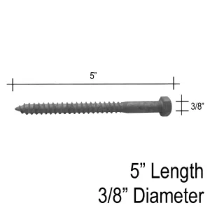 Hex Lag Bolt - 3/8" X 5" (For Spigots & Base Shoe - Wooden Installation)