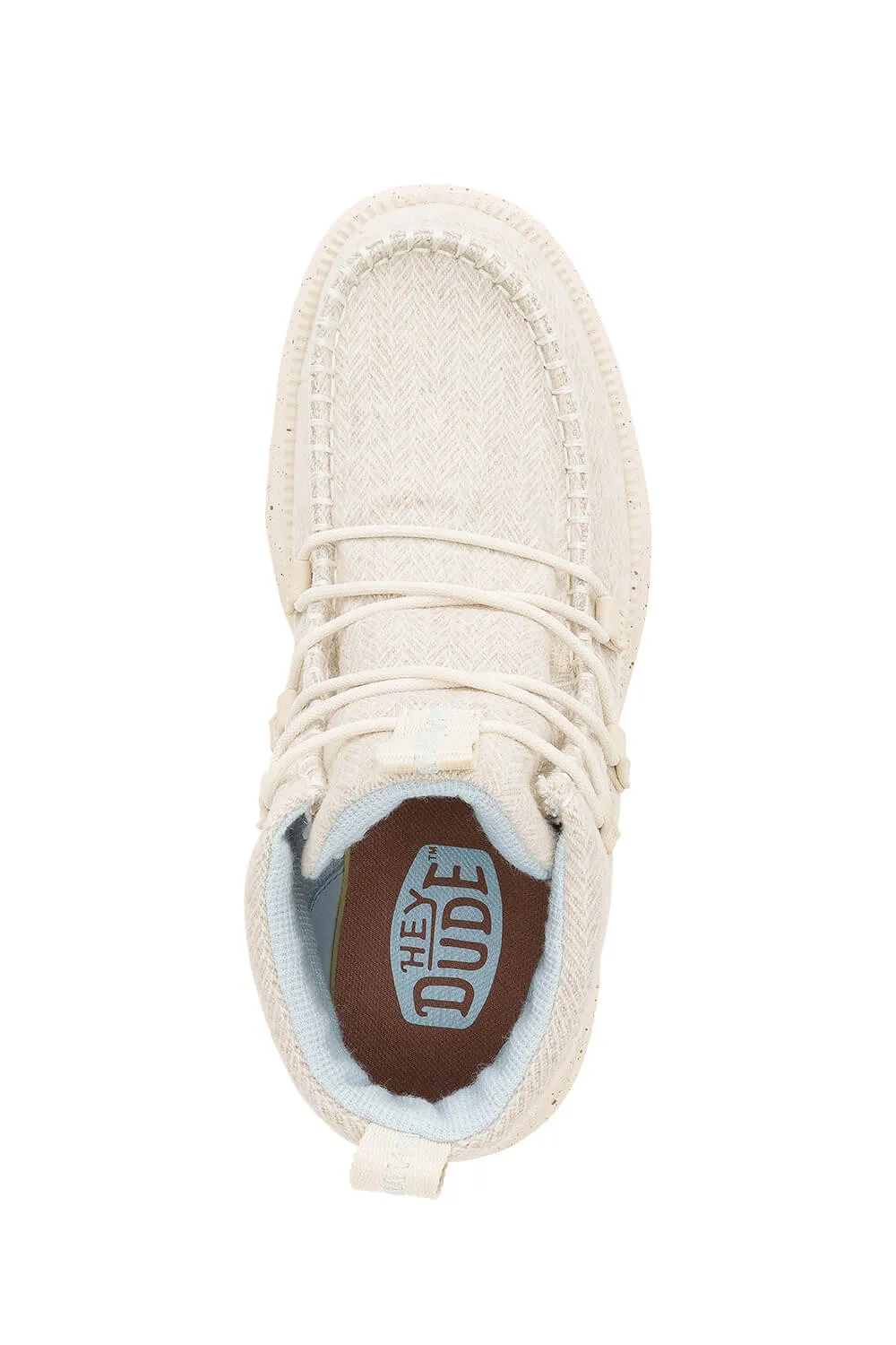 HEYDUDE Women’s Reyes Heathered Lace Up Booties in Ivory | 42006-105