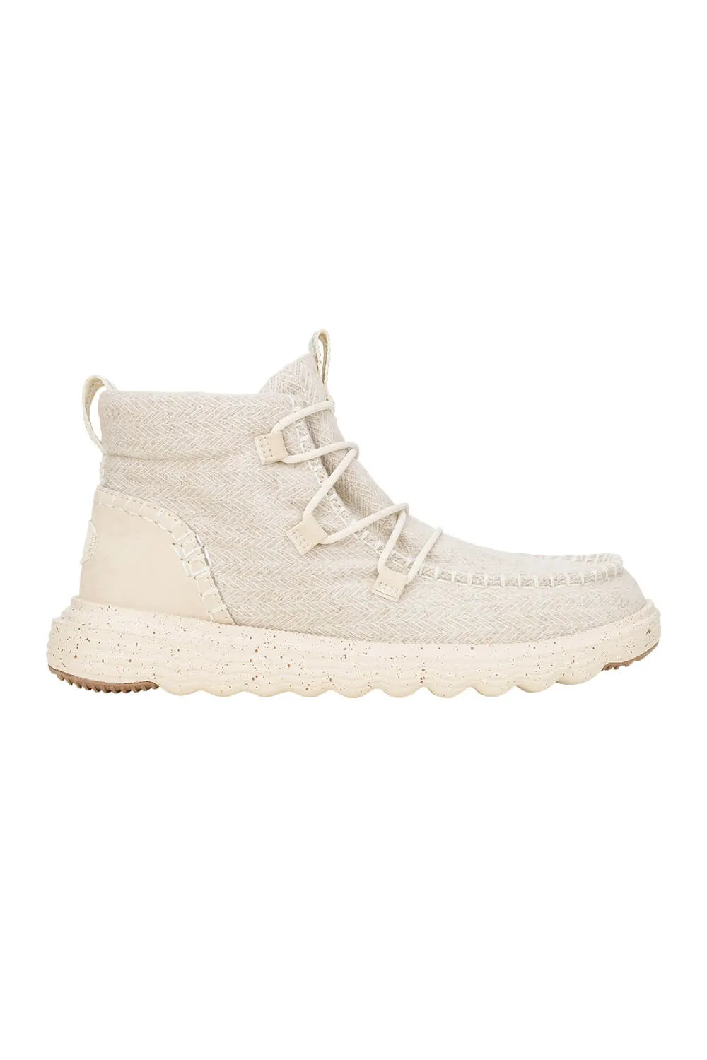 HEYDUDE Women’s Reyes Heathered Lace Up Booties in Ivory | 42006-105