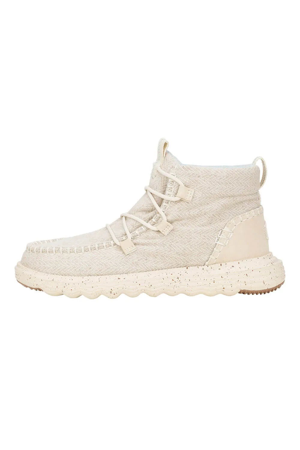 HEYDUDE Women’s Reyes Heathered Lace Up Booties in Ivory | 42006-105