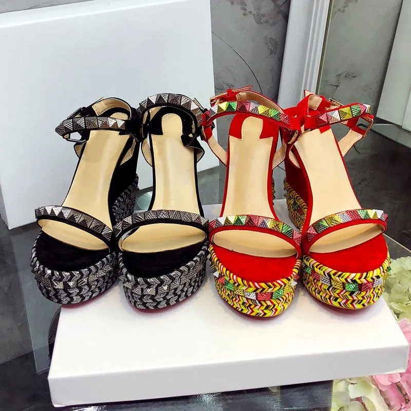 High Heel Rivet One Belt Sandals