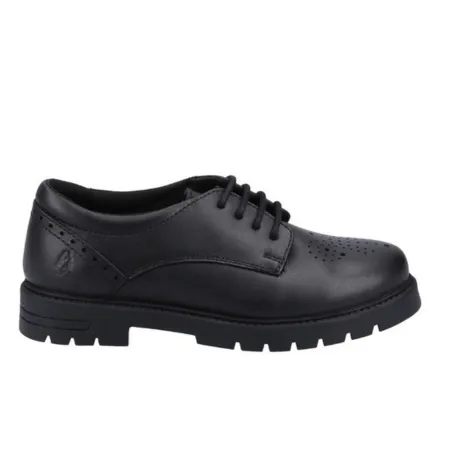 Hush Puppies Jayne Black Leather Lace Up School Shoe