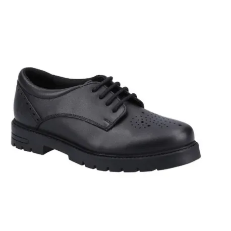 Hush Puppies Jayne Black Leather Lace Up School Shoe