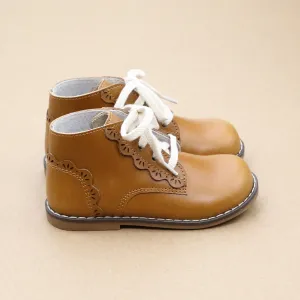 Junie Vintage Inspired Leather Boot with Appleseed Design