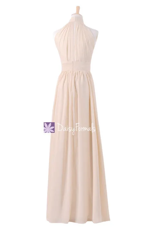 Khaki Bridesmaids Dress Long Champagne Chiffon Party Dress Bridesmaids Dress (BM5742)