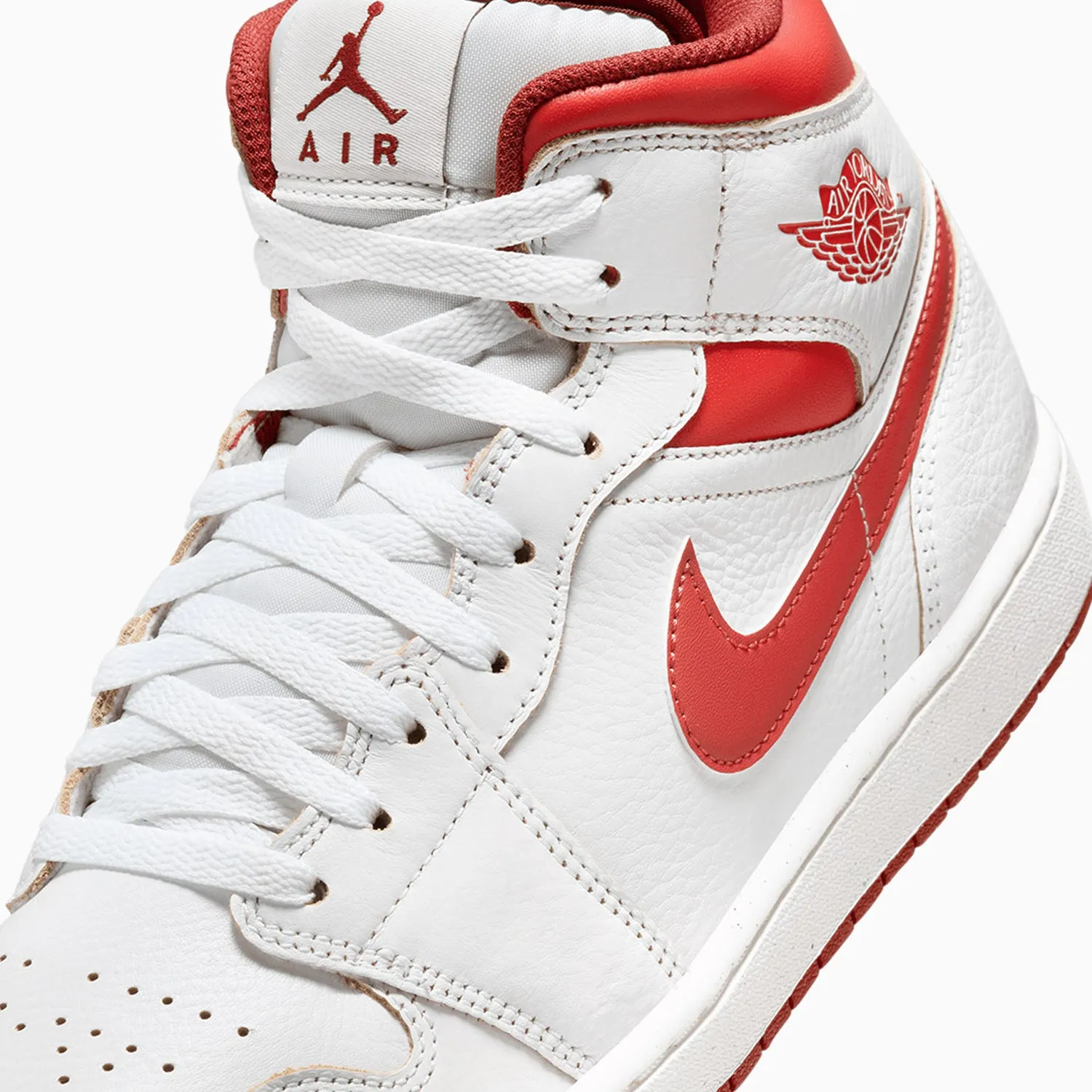Kid's Air Jordan 1 Mid SE "White Dune Red" Pre School