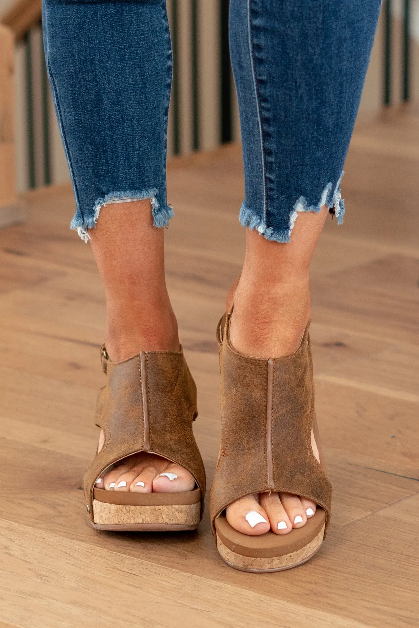 Liberty Wedge Sandals - Tan