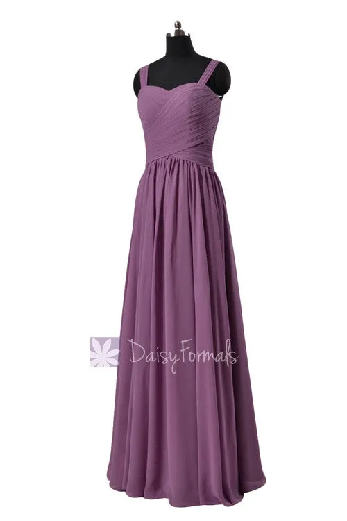 Long Victoria Lilac Chiffon Bridesmaid Dress Floor Length Lilac Party Dress(BM2386)