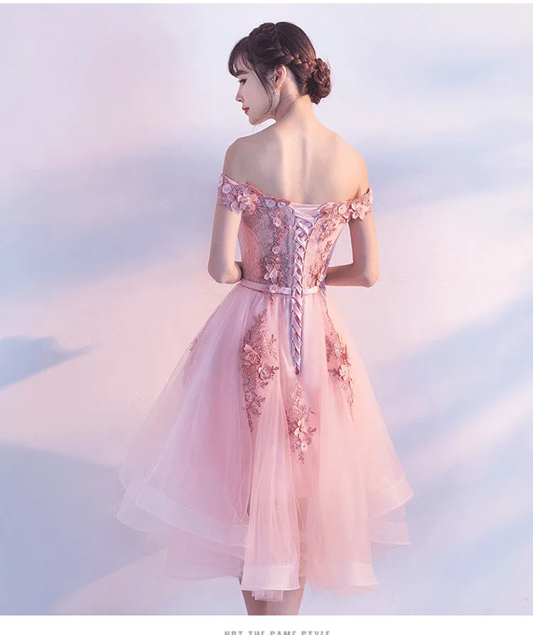 Lovely Pink High Low Party Dress, Tulle Prom Dresses, Homecoming Dress