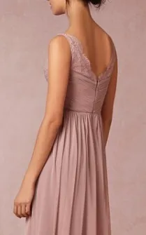 Navy V-Neckline Bridesmaids Dress Long A-line Long Lady Formal Dress (BM2348L)