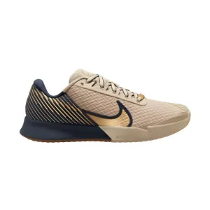 Nike Men's Court Air Zoom Vapor Pro 2 Premium Hard Court Tennis Shoes in Sanddrift/Metallic Gold-Thunder Blue
