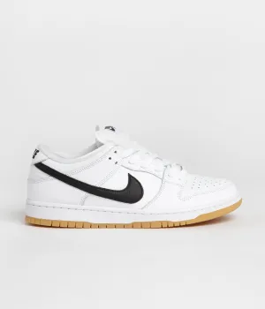 Nike SB Dunk Low Pro Shoes - White / Black - White - Gum Light Brown