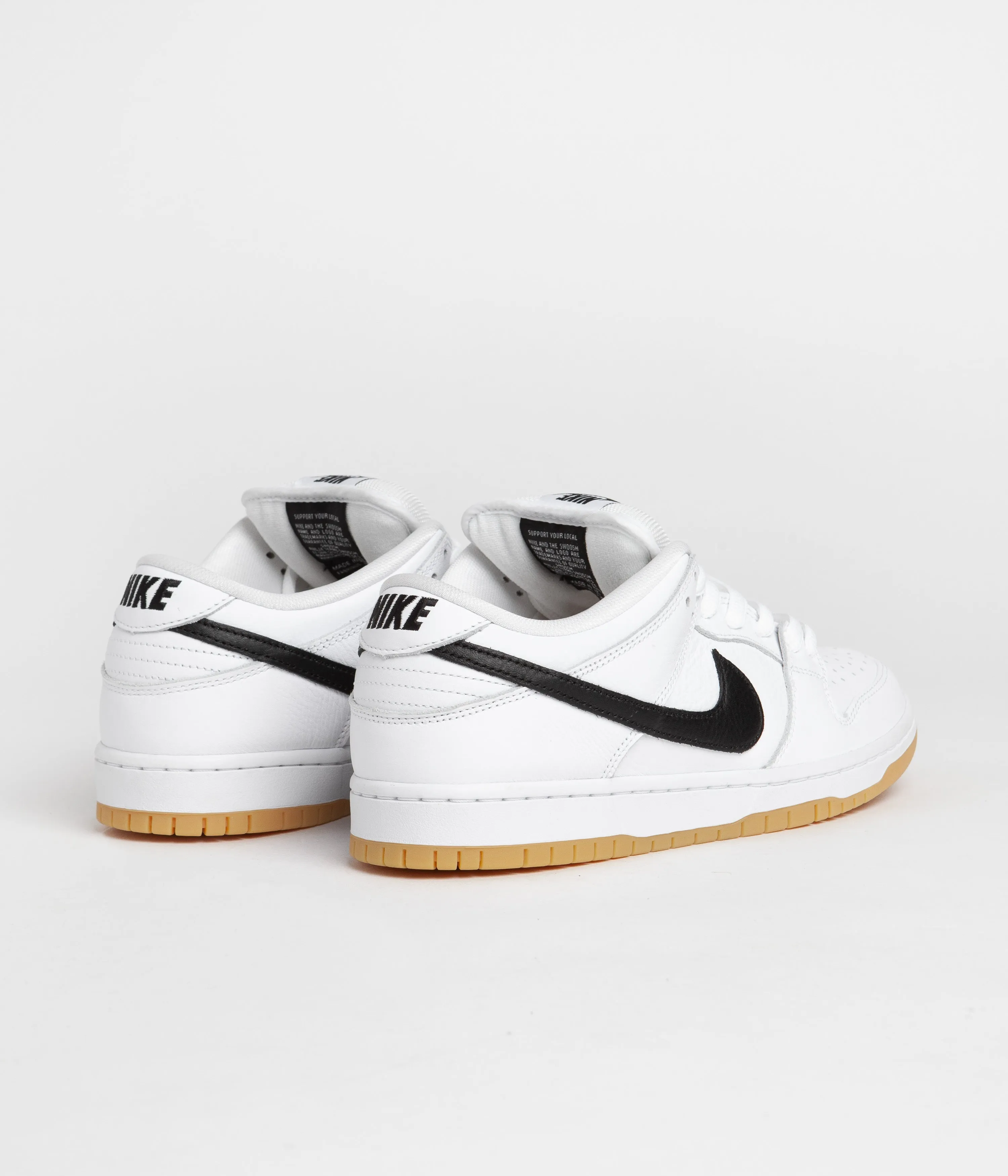 Nike SB Dunk Low Pro Shoes - White / Black - White - Gum Light Brown
