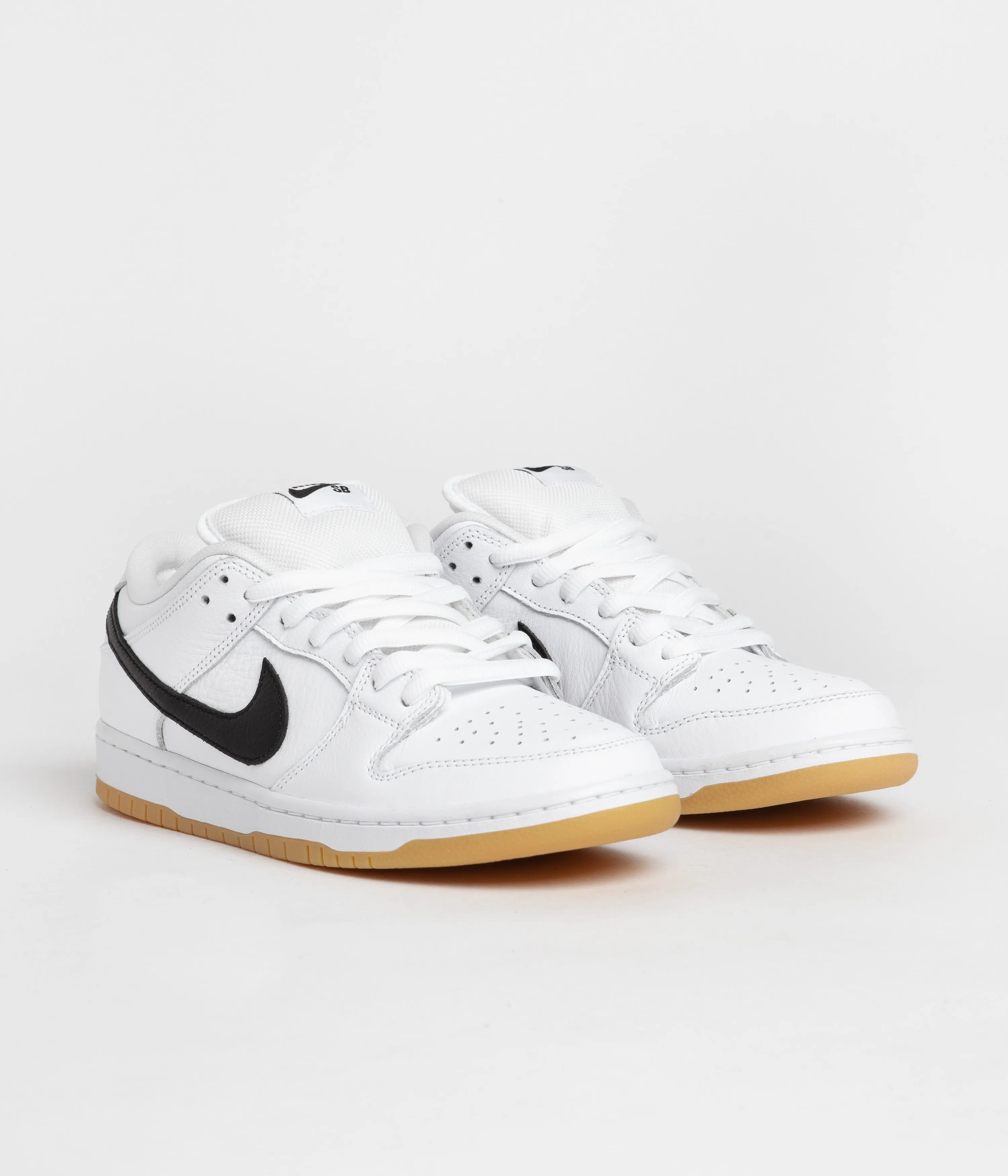 Nike SB Dunk Low Pro Shoes - White / Black - White - Gum Light Brown