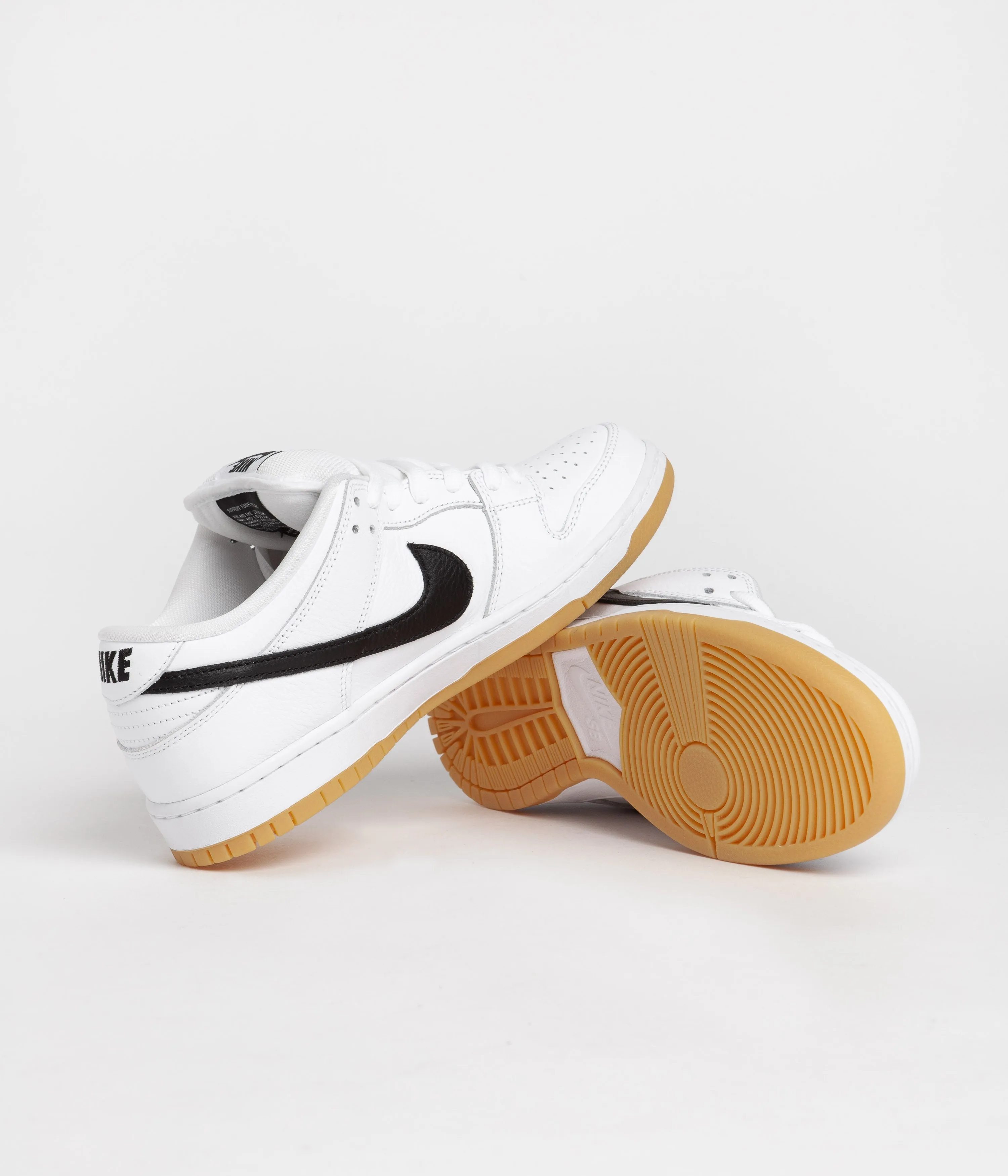 Nike SB Dunk Low Pro Shoes - White / Black - White - Gum Light Brown