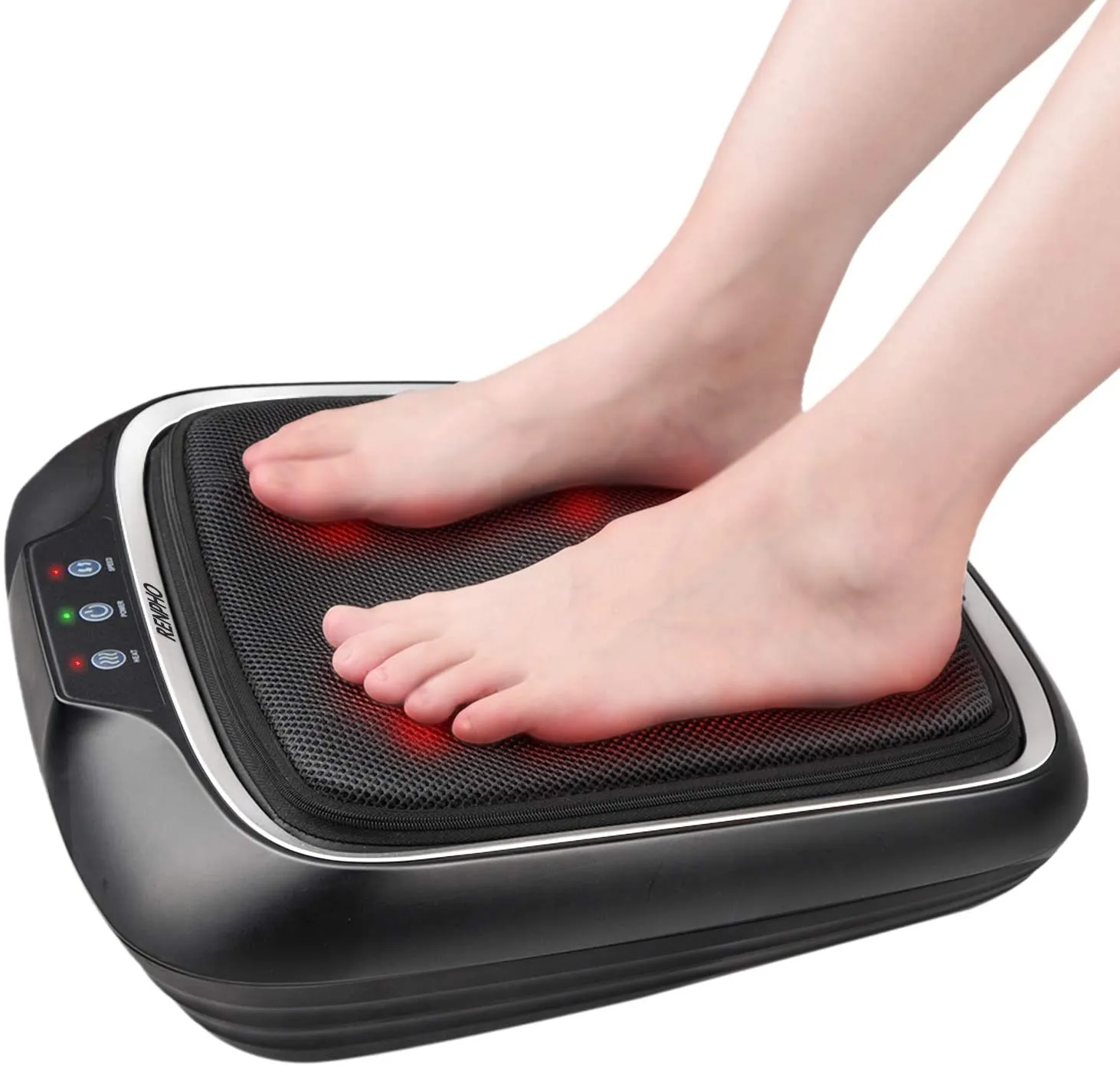 RENPHO Electric Shiatsu Foot Massager with Heat and Deep Kneading, Foot Massage Machine with Washable Cover for Plantar Fasciitis, Tired Feet, Foot Pain Relief