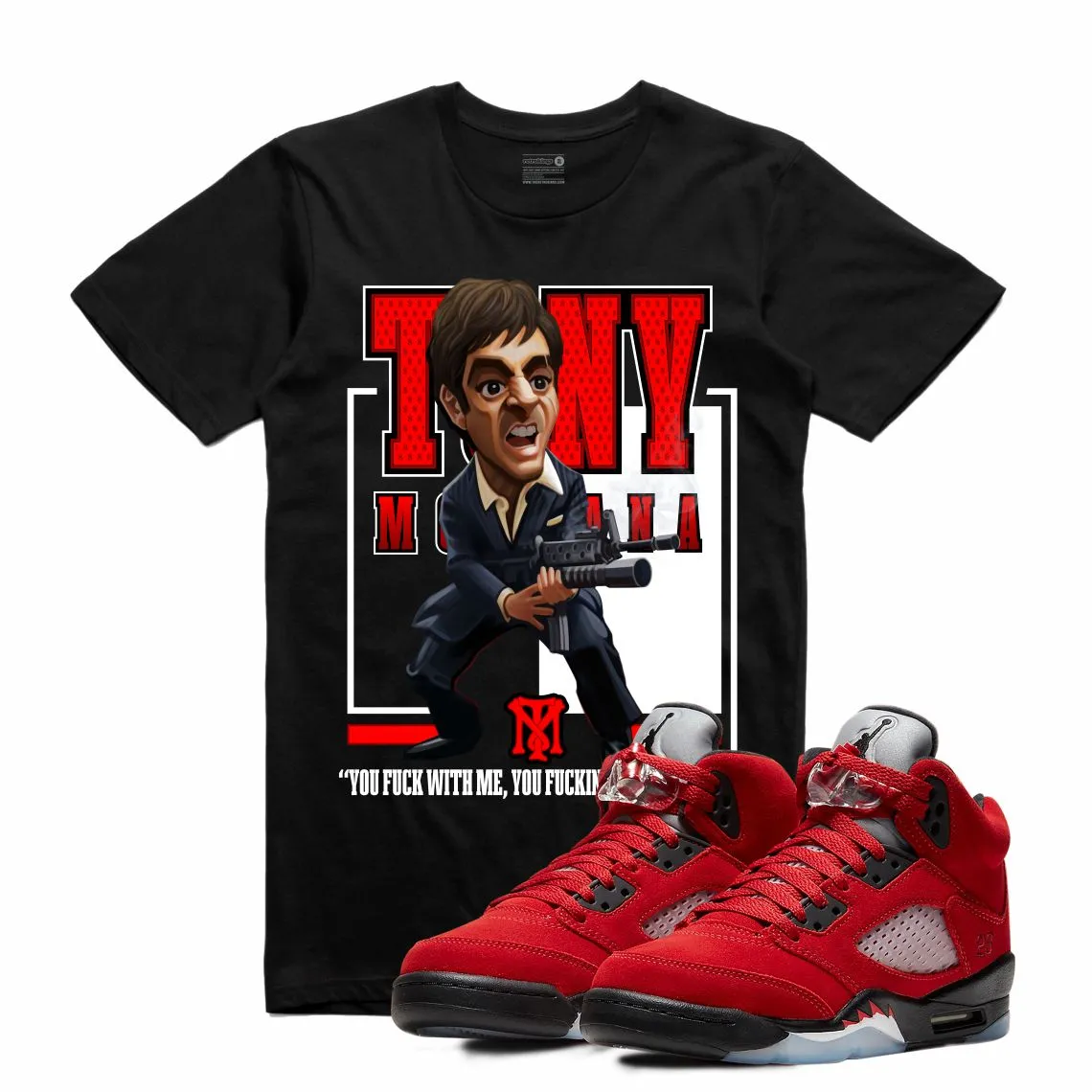 Retro Kings AJ5 TORO BRAVO SCARFACE TOON TEE BLACK