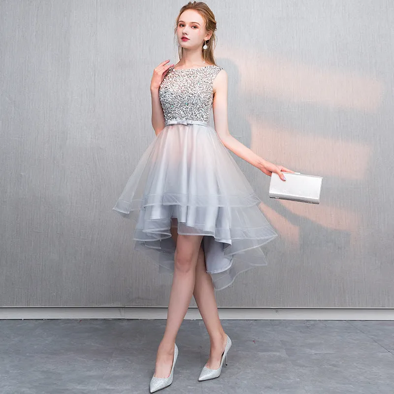Sequins and Tulle High Low Cute Prom Dress Party Dress, High Low Formal Dresses