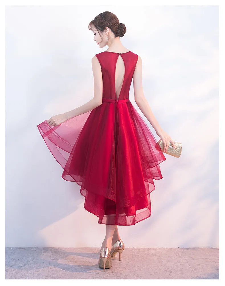 Sequins and Tulle High Low Cute Prom Dress Party Dress, High Low Formal Dresses