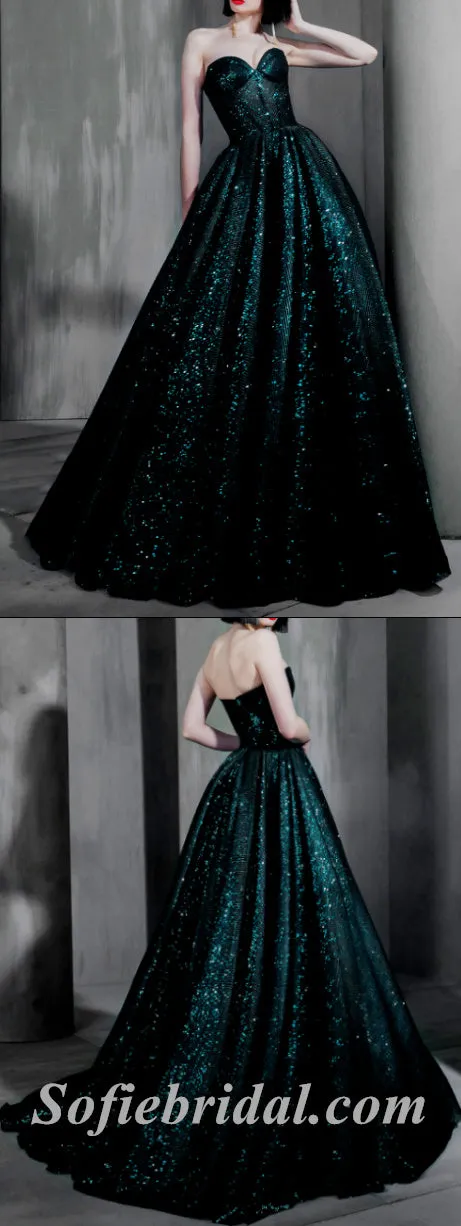 Sexy Charming Special Fabric Sweetheart V-Neck A-Line Long Prom Dresses,SFPD0435
