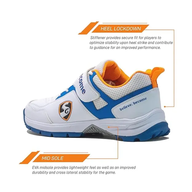 SG Century 6.0 Cricket Shoes (White/Blue)