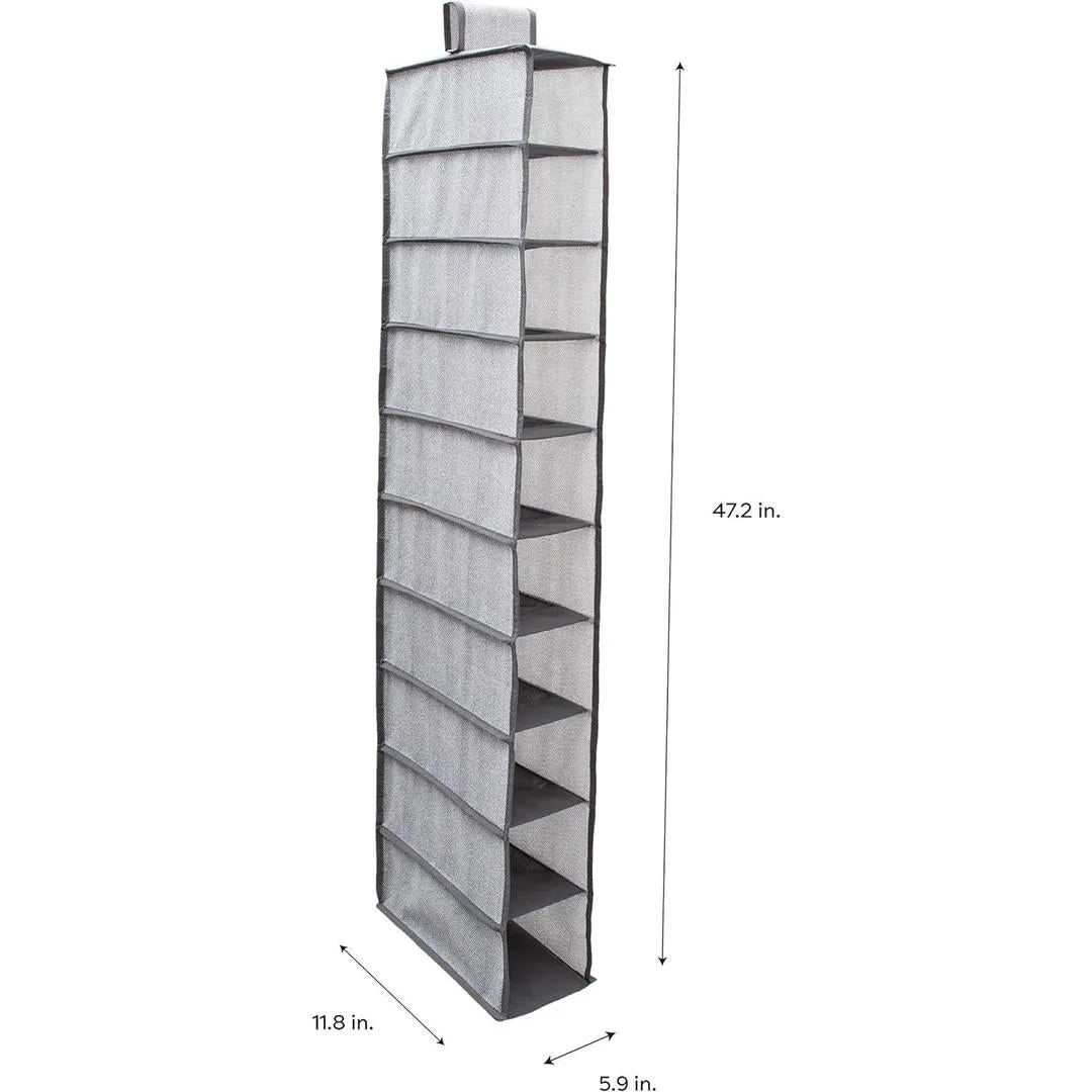 Simplify 10 Shelf Shoe Organizer | Storage Velcro | Foldable | Grey
