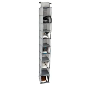 Simplify 10 Shelf Shoe Organizer | Storage Velcro | Foldable | Grey