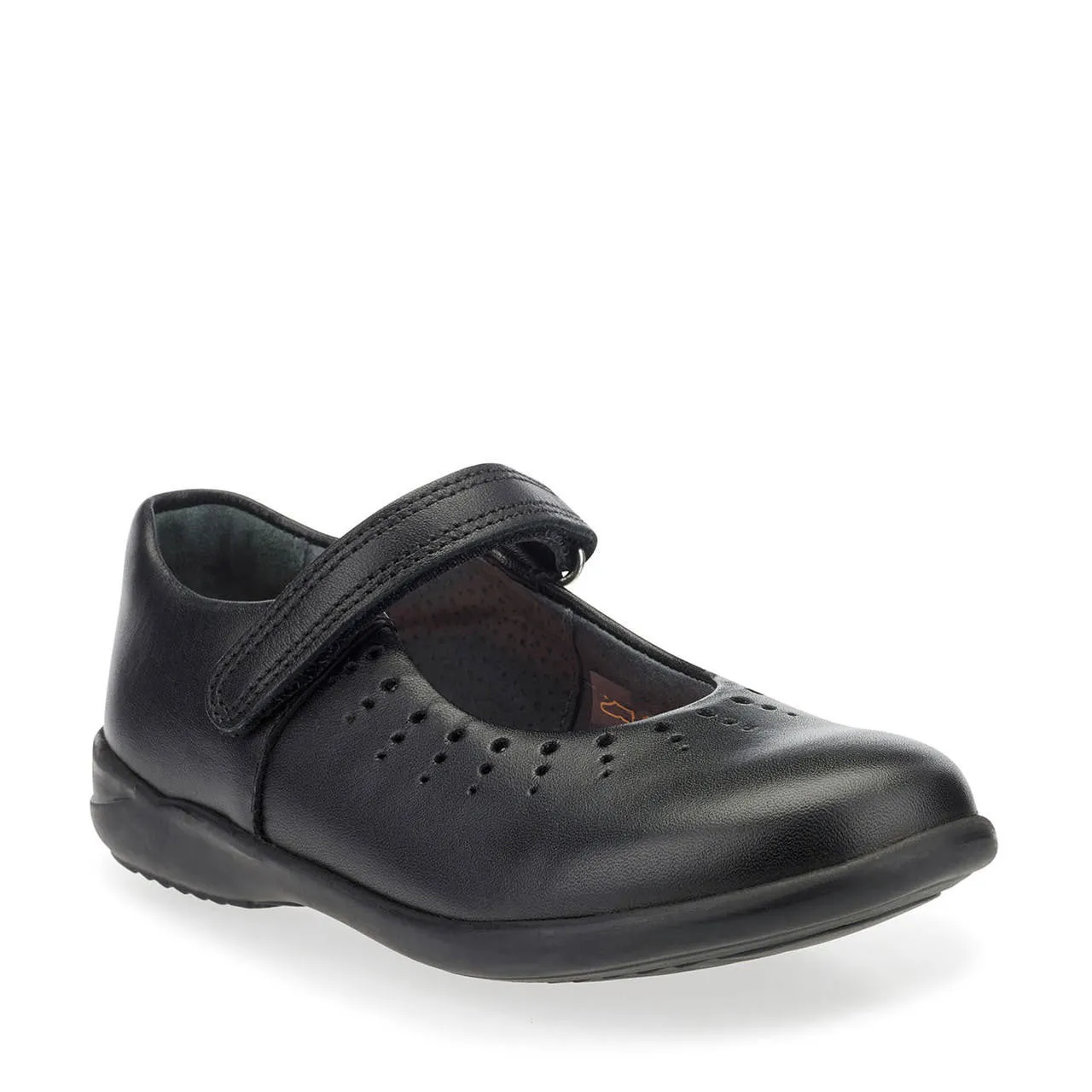 Start Rite Mary Jane - Black Leather Riptape Mary Jane School Shoes