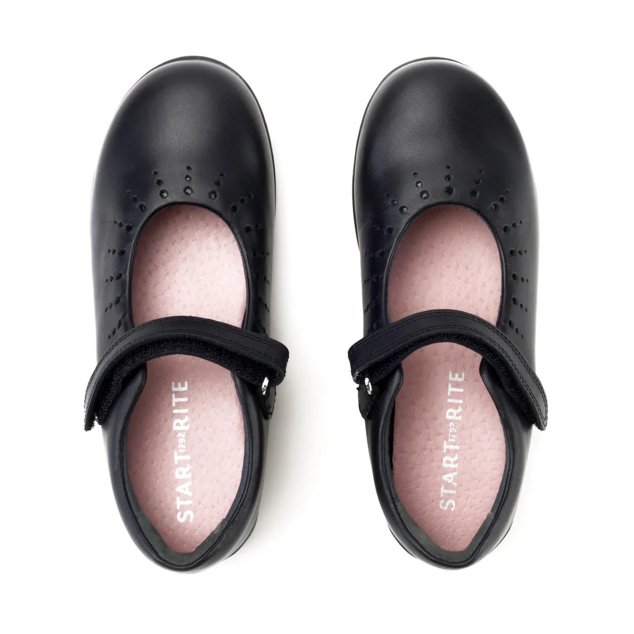 Start Rite Mary Jane - Black Leather Riptape Mary Jane School Shoes