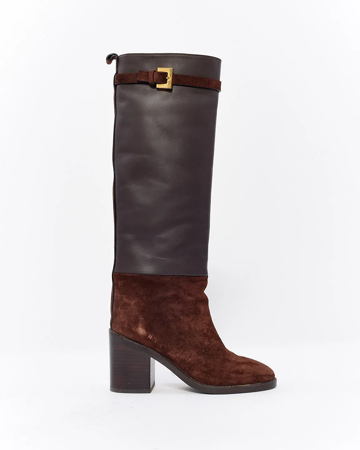 Stuart Weitzman Brown Suede & Leather Knee High Boots - 5.5