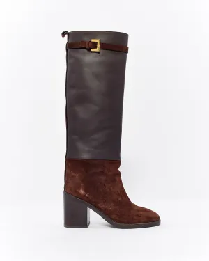 Stuart Weitzman Brown Suede & Leather Knee High Boots - 5.5