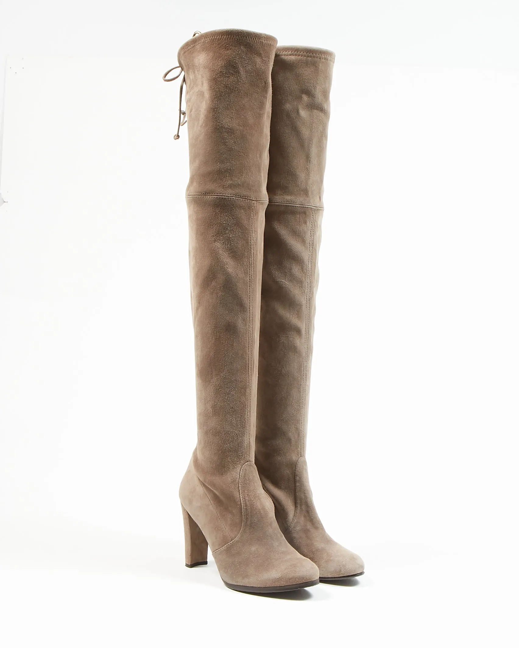 Stuart Weitzman Taupe Suede Thigh High Boots - 38