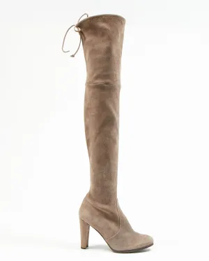 Stuart Weitzman Taupe Suede Thigh High Boots - 38