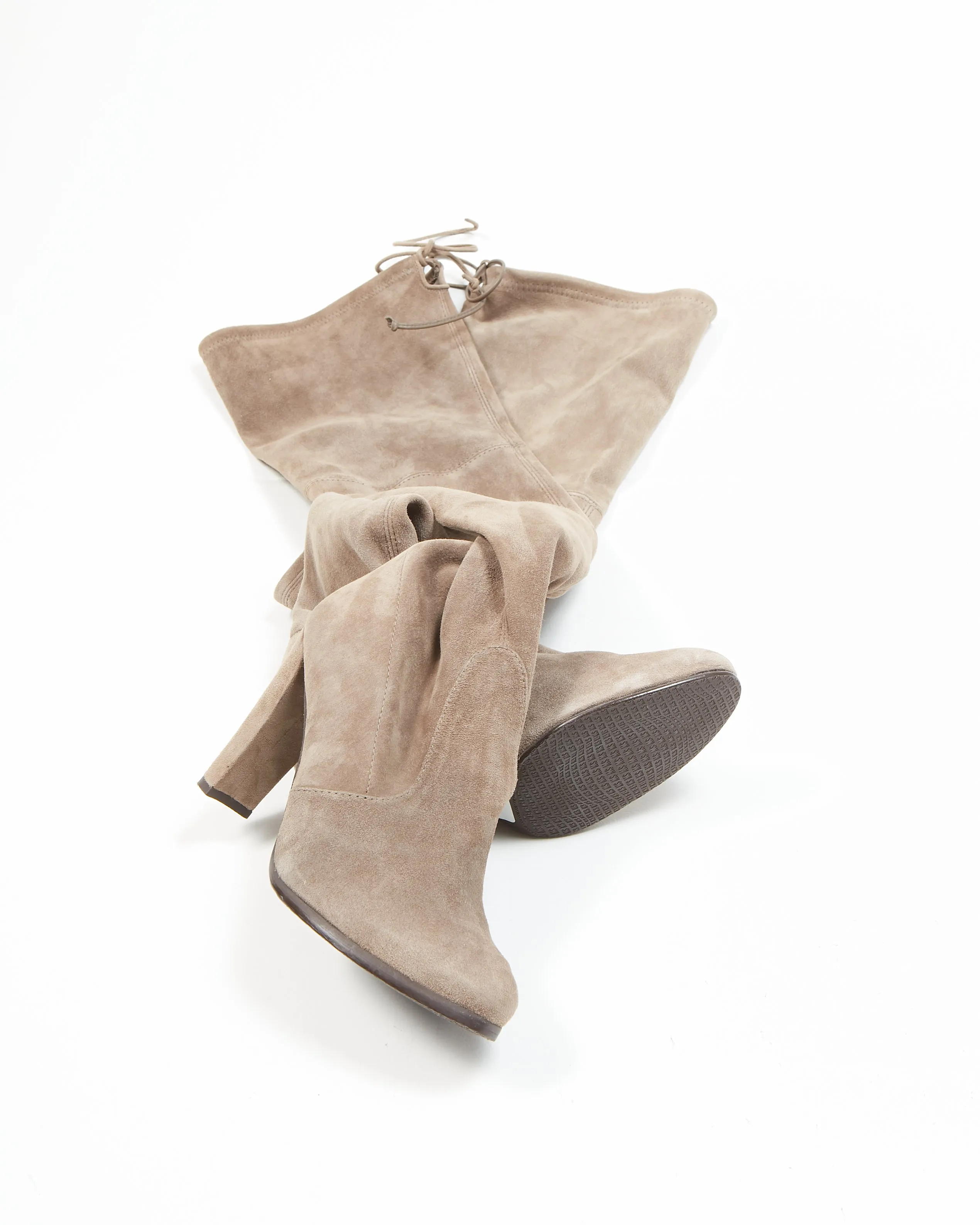 Stuart Weitzman Taupe Suede Thigh High Boots - 38