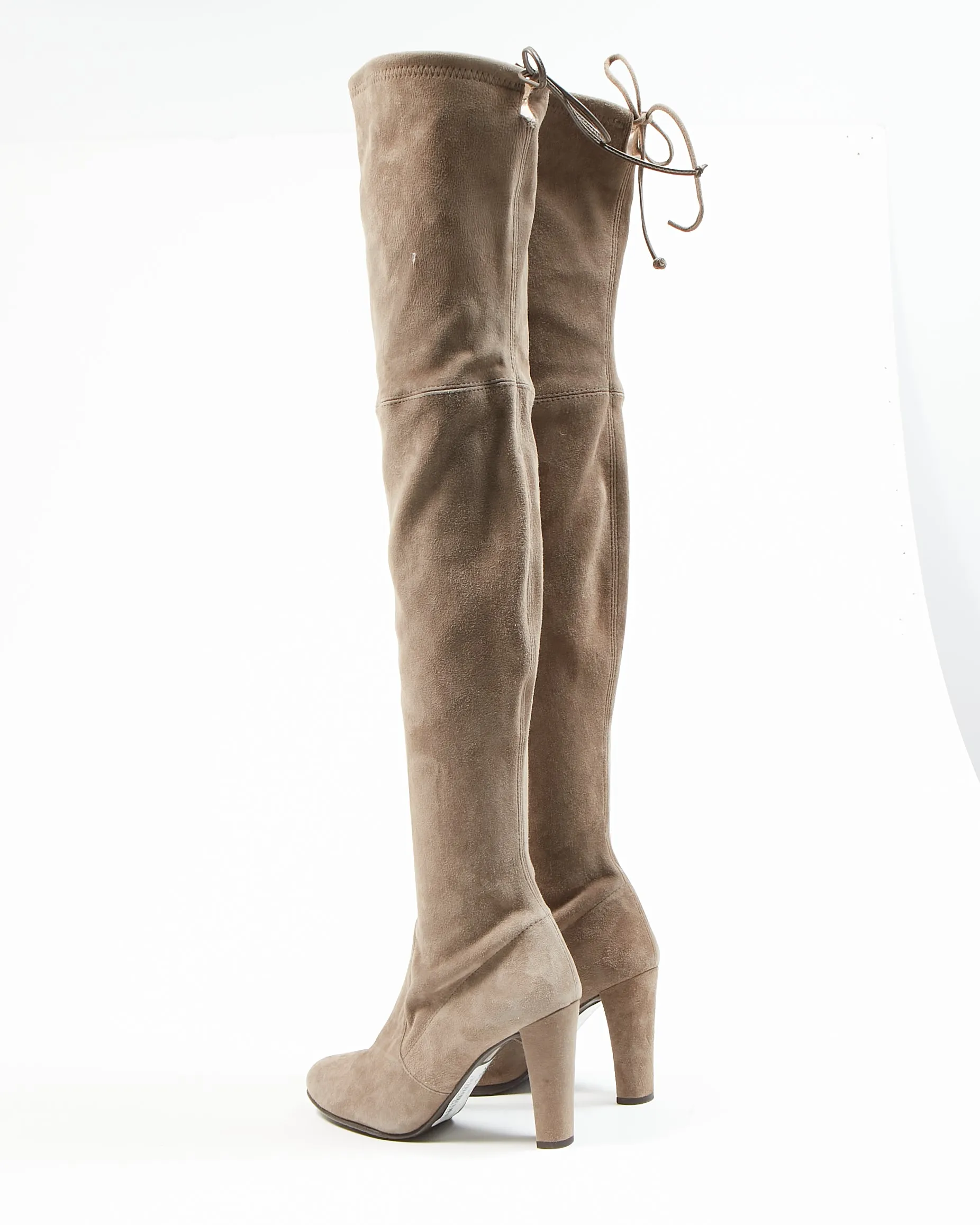 Stuart Weitzman Taupe Suede Thigh High Boots - 38