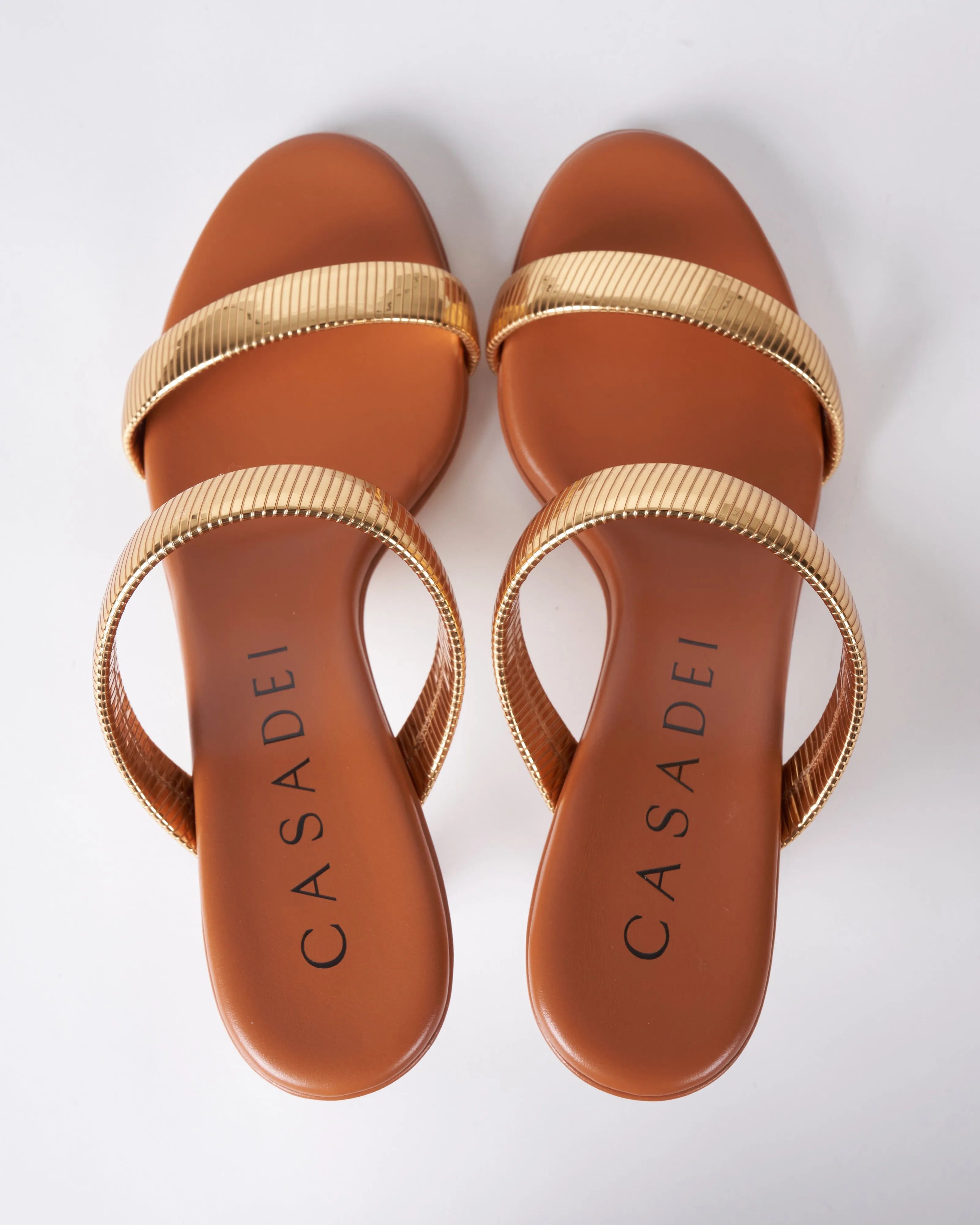 sveva two strap heeled sandal - florence roma - etruria oro