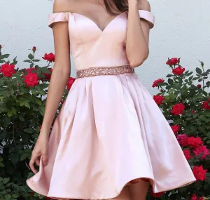 Sweetheart Two Pieces A Line Baby Pink Homecoming Dress