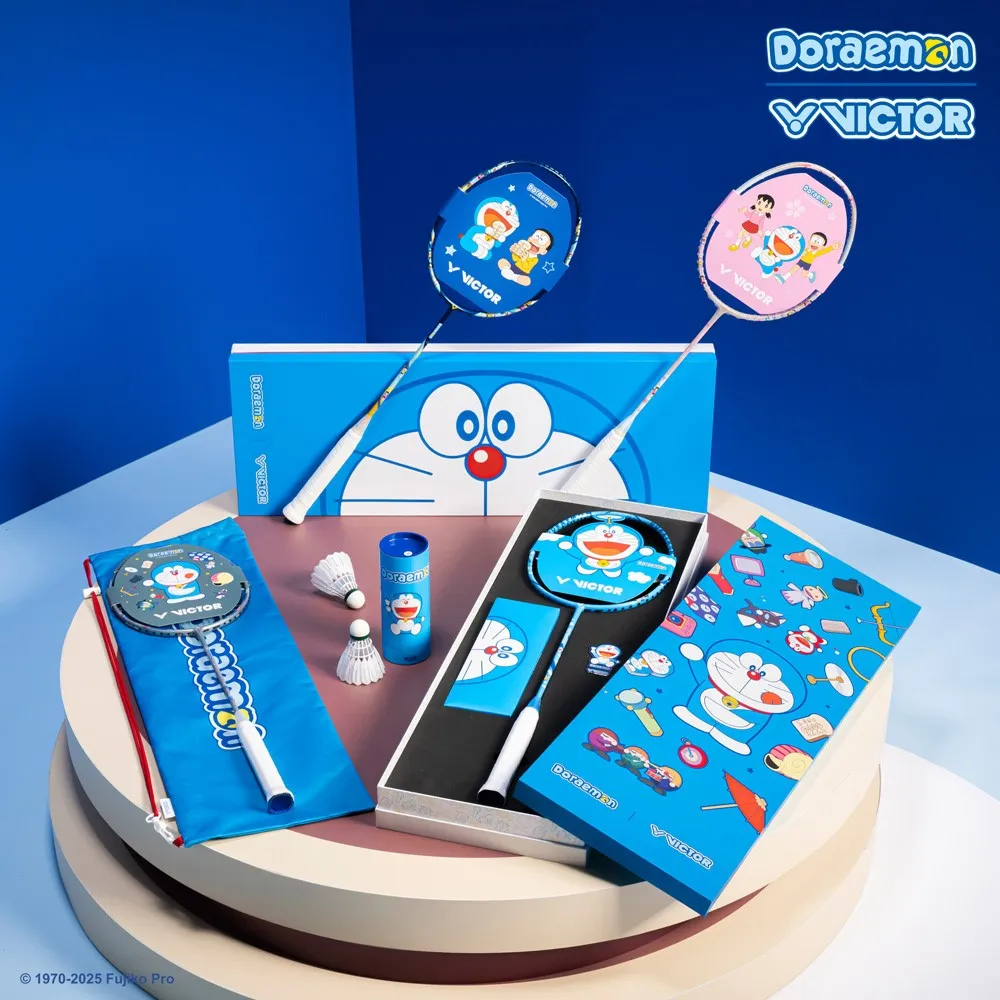 Victor X Doraemon DRM-SET-IB 2 Badminton Rackets set [Pink/Blue]