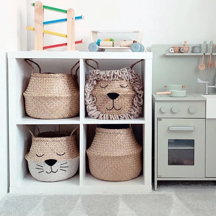 White Cat Handwoven Storage Basket (Large)