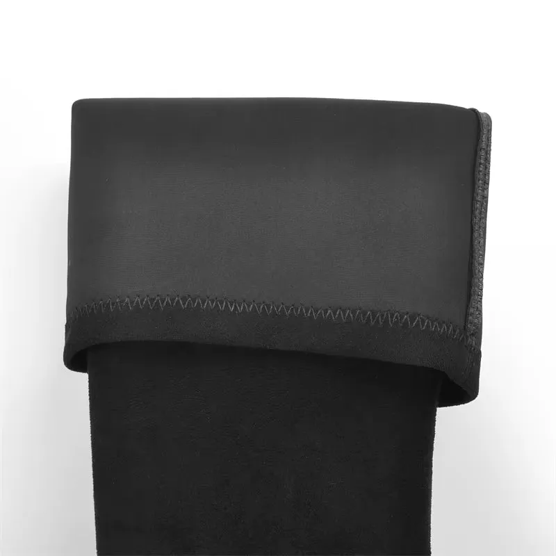 Women Platform Knee High Boots Black Flock High Elastic Spike Heels Side Zipper Lady Big Size Fashion Boots