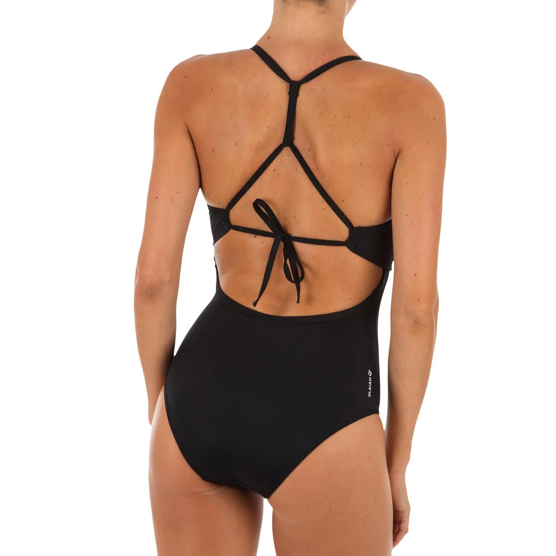 Women's 1-piece surf swimsuit with adjustable back BEA BLACK