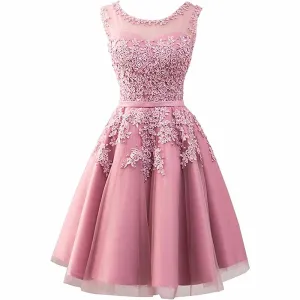 Women's Evening Dresses with Appliques Elegant Ball Gown Bridesmaid Dresses Short Party Dress