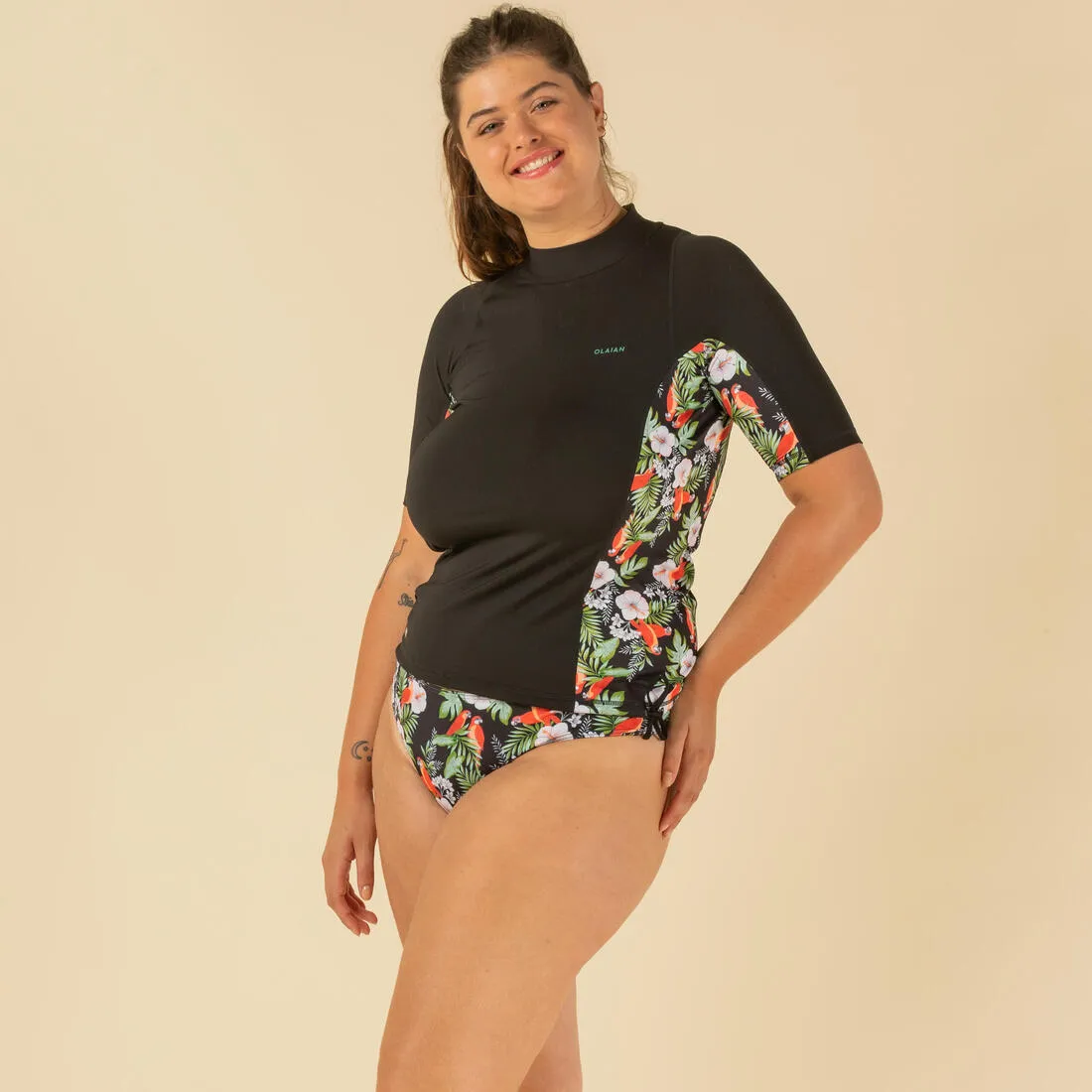 women's short sleeve uv-resistant 500 surfing top t-shirt